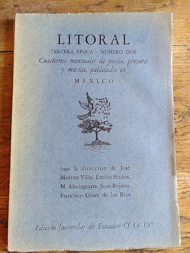Portada del libro de LITORAL. TERCERA EPOCA. NUMERO DOS 2. CUADERNOS DE POESIA, PINTURA Y MUSICA, PUBLICADOS EN MEXICO