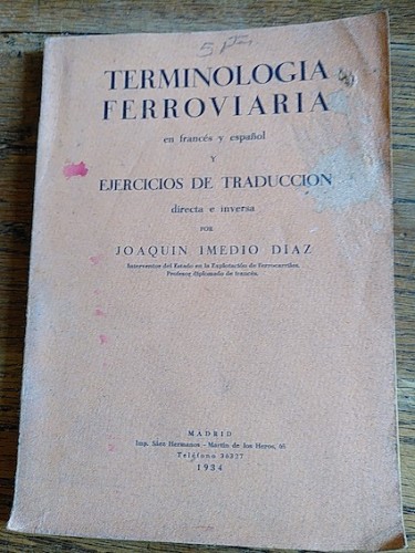 Portada del libro de TERMINOLOGÍA FERROVIARIA en francés y español y EJERCICIOS DE TRADUCCIÓN