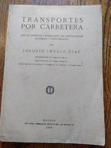 Portada del libro de TRANSPORTES POR CARRETERA, con un apéndice cronológico de disposiciones acotadas y concordadas