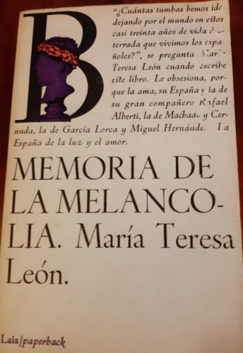 Portada del libro de MEMORIA DE LA MELANCOLÍA