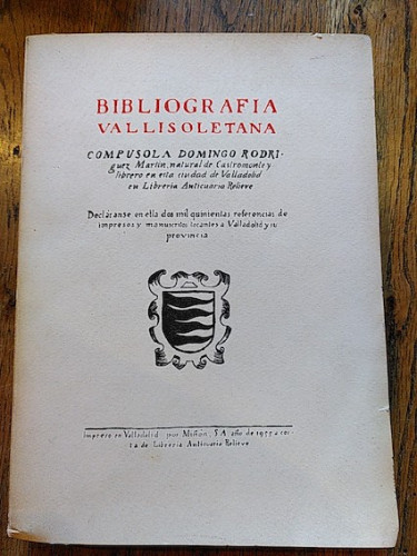 Portada del libro de Bibliografía vallisoletana