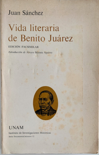 Portada del libro de VIDA LITERARIA DE BENITO JUÁREZ