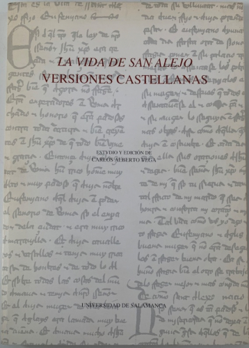 Portada del libro de La vida de San Alejo. Versiones castellanas. 