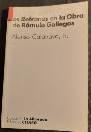 Portada del libro de Los refranes en la obra de Rómulo Gallegos 