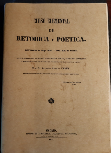 Portada del libro de Curso elemental de retórica y poética. Retórica de Hugo Blair - Poética de Sánchez