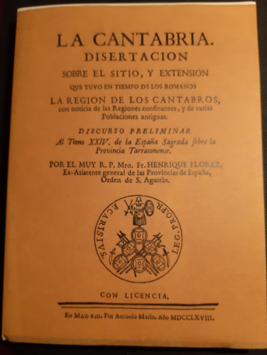 Portada del libro de La cantabria disertacion sobre el siti, y extensión que tuvo en tiempo de los romanos la región de los...