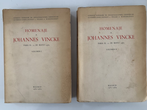 Portada del libro de HOMENAJE A JOHANNES VINCKE PARA EL 11 DE MAYO 1962 (2 TOMOS)