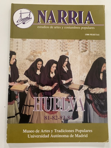 Portada del libro de NARRIA. Estudios de artes y costumbres populares. Provincia de HUELVA
