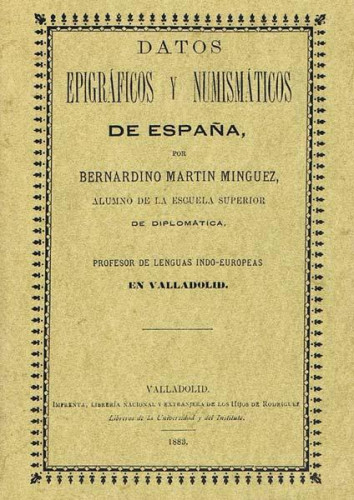 Portada del libro DATOS EPIGRÁFICOS Y NUMISMÁTICOS DE ESPAÑA