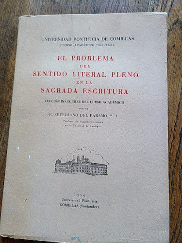 Portada del libro de El Problema del sentido literal pleno de la Sagrada Escritura. Lección inaugural del curso académico