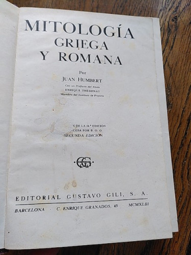 Portada del libro de MITOLOGÍA GRIEGA Y ROMANA