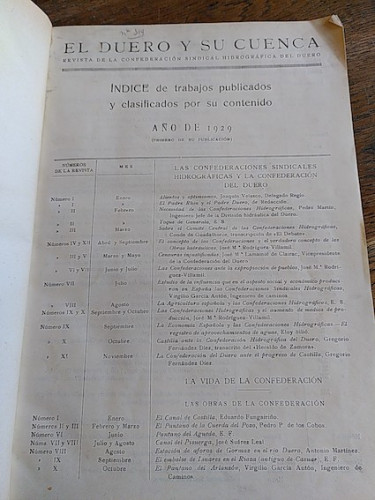 Portada del libro de EL DUERO Y SU CUENCA. Revista de la Confederación Sindical Hidrográfica del Duero. Número 1 a 12, excepto...