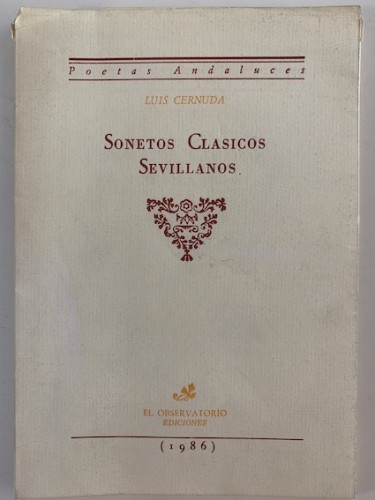 Portada del libro de SONETOS CLÁSICOS SEVILLANOS