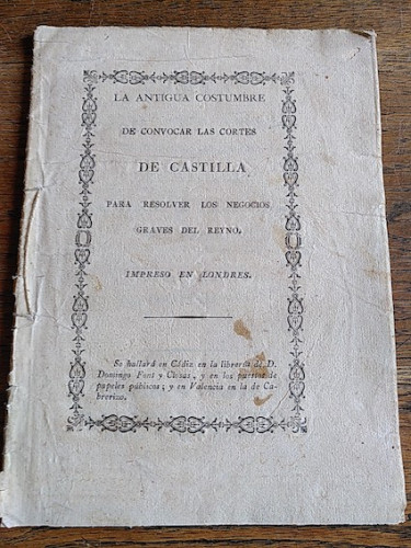 Portada del libro de CARTA SOBRE LA ANTIGUA COSTUMBRE DE CONVOCAR LAS CORTES DE CASTILLA PARA RESOLVER LOS NEGOCIOS GRAVES...