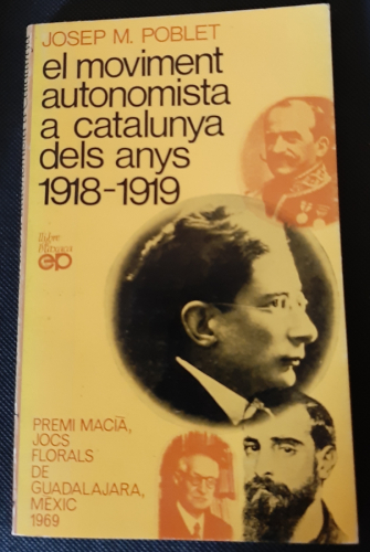 Portada del libro de EL MOVIMENT AUTONOMISTA A CATALUNYA DELS ANYS 1918-1919