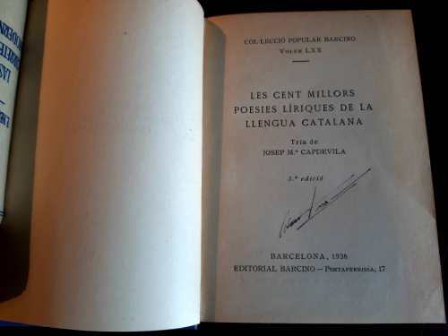 Portada del libro de Les cent millors poesies líriques de la llengua catalana. 