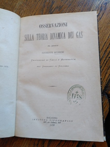 Portada del libro de OSSERVAZIONI SULLA TEORIA DINAMICA DEI GAS