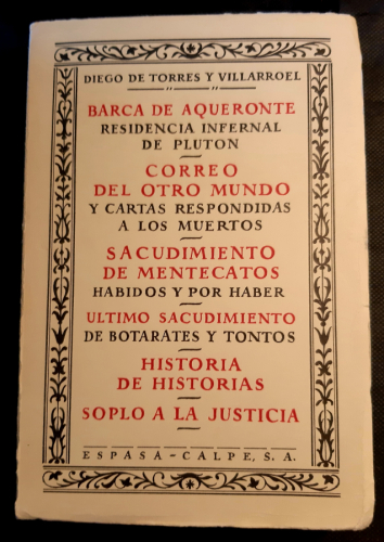Portada del libro de Barca de Aqueronte, residencia infernal de Plutón; Correo del Otro Mundo y cartas respondidas a los...