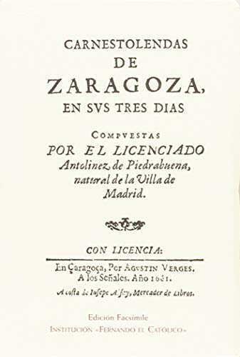 Portada del libro de CARNESTOLENDAS DE ZARAGOZA EN SUS TRES DÍAS