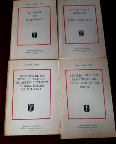 Portada del libro de 4 LIBROS: 1.- RUTA LITERARIA HOMENAJE A PABLO GARGALLO; 2.-VENTURA DE UNOS ARAGONESES DEL SIGLO XVIII...