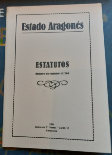 Portada del libro de ESTADO ARAGONÉS. ESTATUTOS  F. SERRAT, 1934, FACSÍMIL Cuadernos de Cultura aragonesa, 29