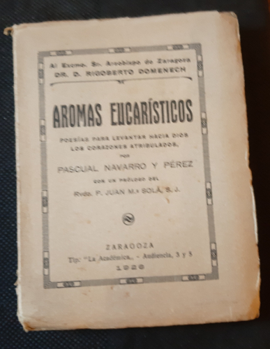 Portada del libro de AROMAS EUCARÍSTICOS  Poesías para levantar hacia Dios los corazones atribulados