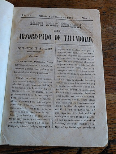 Portada del libro de BOLETÍN OFICIAL ECLESIÁSTICO DEL ARZOBISPADO DE VALLADOLID - 1865 completo (52 números)