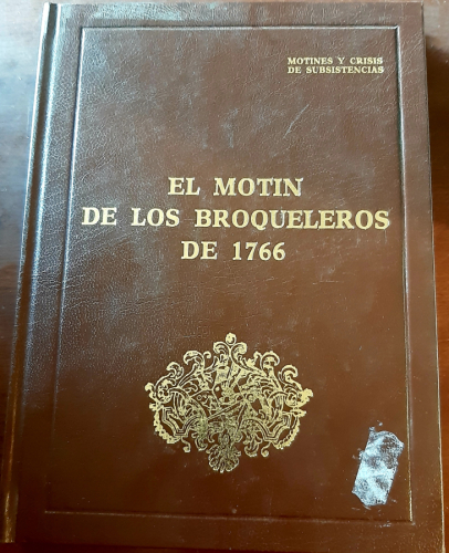 Portada del libro de El motín de los Broqueleros de 1766. Facsímil