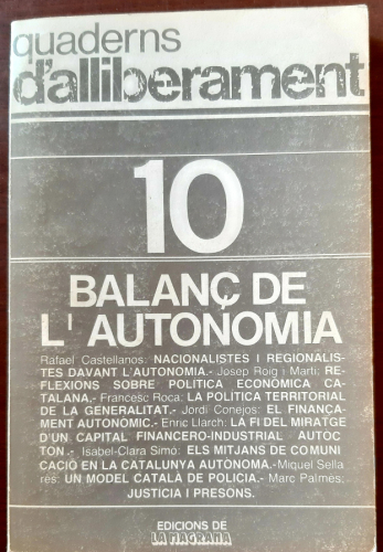 Portada del libro de QUADERNS D'ALLIBERAMENT 10 BALANÇ DE L'AUTONOMIA