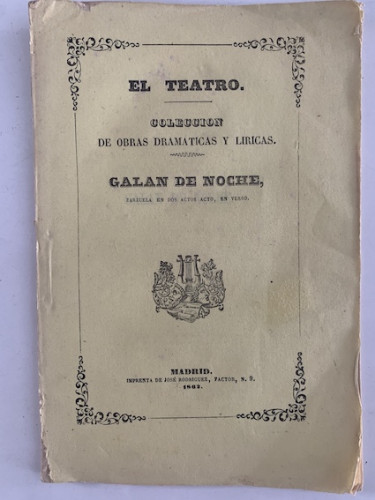 Portada del libro de GALÁN DE NOCHE: ZARZUELA EN DOS ACTOS Y EN VERSO