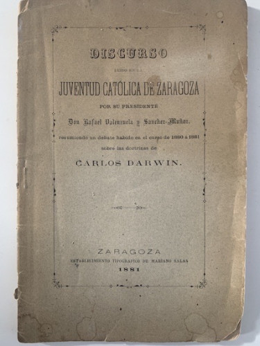 Portada del libro de DISCURSO LEIDO EN LA JUVENTUD CATÓLICA DE ZARAGOZA