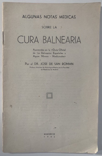 Portada del libro de ALGUNAS NOTAS MÉDICAS SOBRE LA CURA BALNEARIA