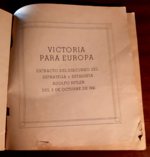 Portada del libro de VICTORIA PARA EUROPA EXTRACTO DEL DISCURSO DEL ESTRATEGA Y ESTADISTA ADOLF HITLER DEL 3 DE OCTUBRE DE...