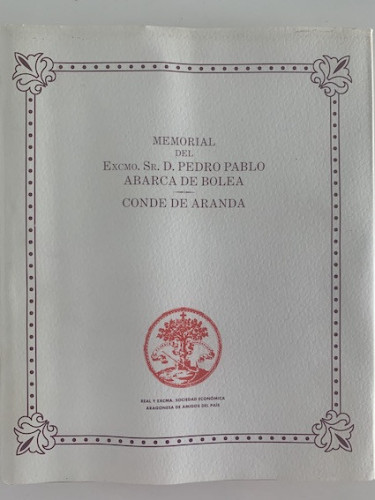 Portada del libro de MEMORIAL DEL CONDE DE ARANDA (Edición facsímil)