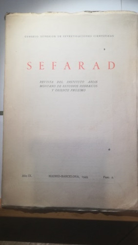 Portada del libro de SEFARAD. Revista del Instituto Arias Montano de estudios hebraicos y Oriente Medio