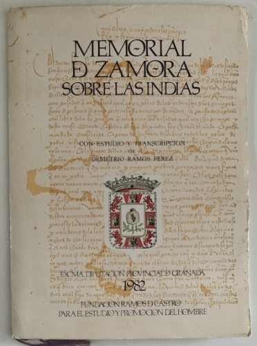 Portada del libro de MEMORIAL DE ZAMORA SOBRE LAS INDIAS 