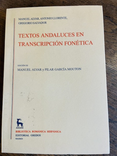 Portada del libro de TEXTOS ANDALUCES EN TRANSCRIPCIÓN FONÉTICA