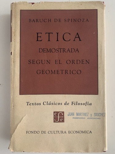 Portada del libro de ÉTICA DEMOSTRADA SEGÚN EL ORDEN GEOMÉTRICO 