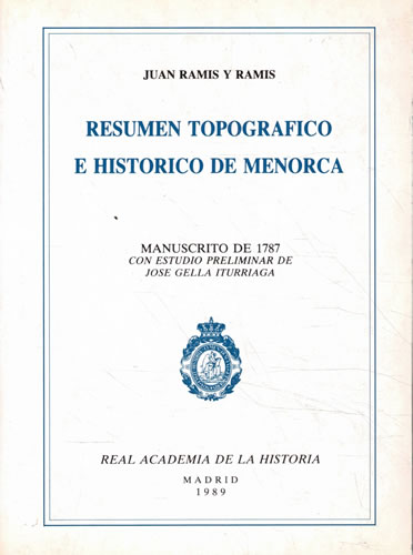 Portada del libro de RESÚMEN TOPOGRÁFICO E HISTÓRICO DE MENORCA.