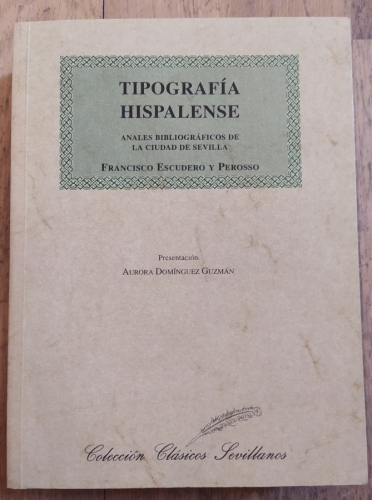 Portada del libro de Tipografía hispalense