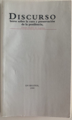 Portada del libro de DISCURSO BREVE SOBRE LA CURA Y PRESERVACIÓN DE LA PESTILENCIA
