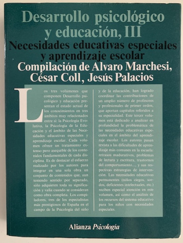 Portada del libro de DESARROLLO PSICOLÓGICO Y EDUCACIÓN. III