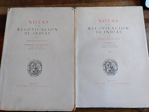Portada del libro de NOTAS A LA RECOPILACIÓN DE LAS INDIAS (2 tomos)