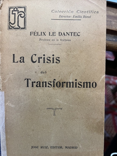 Portada del libro LA CRISIS DEL TRANSFORMISMO