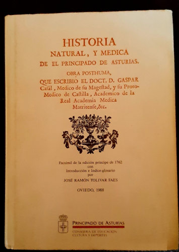Portada del libro HISTORIA NATURAL, Y MÉDICA EN EL PRINCIPADO DE ASTURIAS. OBRA PÓSTUMA que escribió el Dr. D. Gaspar...