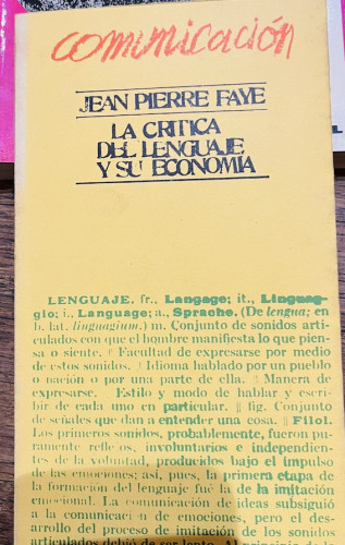 Portada del libro de LA CRÍTICA DEL LENGUAJE Y SU ECONOMÍA 