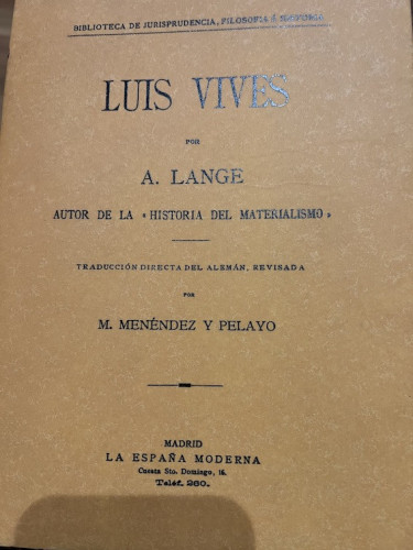 Portada del libro de LUIS VIVES