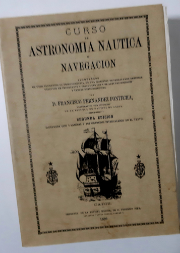 Portada del libro de CURSO DE ASTRONOMIA NAUTICA Y NAVEGACION (3T1V). Facsímil del de 1880