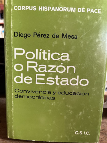 Portada del libro de POLÍTICA O RAZÓN DE ESTADO