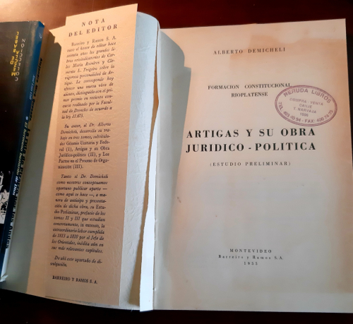 Portada del libro de Formacion constitucional rioplatense. Artigas y su obra juridico-politica (Estudio preliminar)